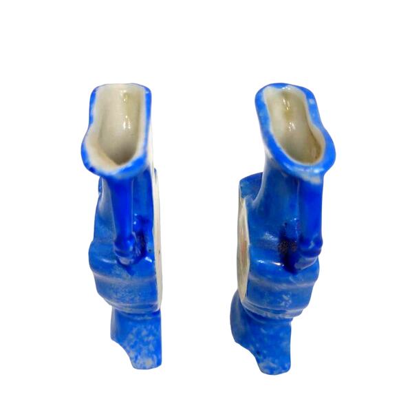 Vintage Pair H Kato Occupied Japan Footed Miniature Handpainted Vases Set of 2 - Picture 4 of 6